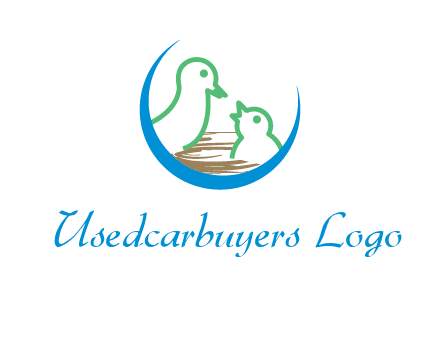 birds in a nest logo with a crescent