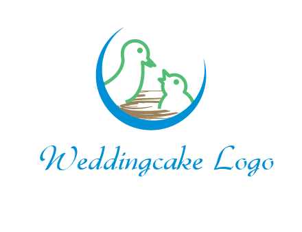 birds in a nest logo with a crescent
