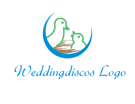 birds in a nest logo with a crescent