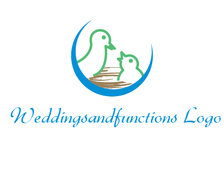 birds in a nest logo with a crescent