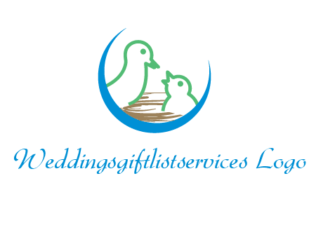 birds in a nest logo with a crescent