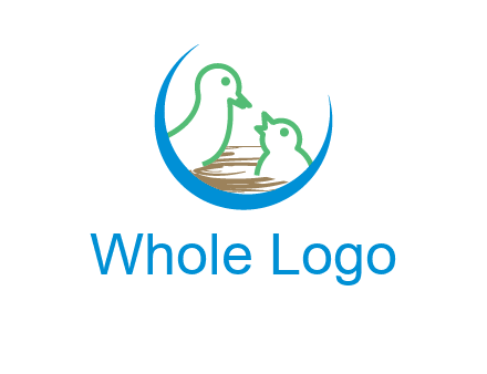 birds in a nest logo with a crescent