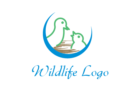 birds in a nest logo with a crescent