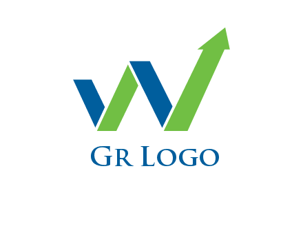graph bar arrow in letter w logo