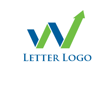 graph bar arrow in letter w logo