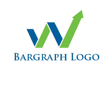 graph bar arrow in letter w logo