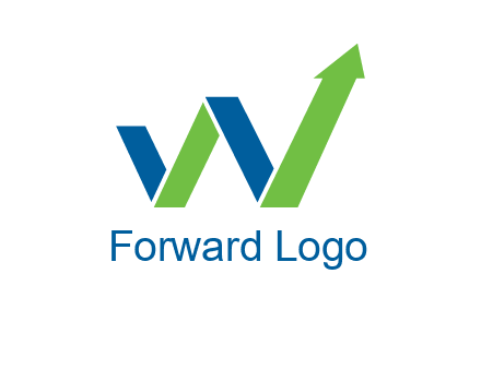 graph bar arrow in letter w logo