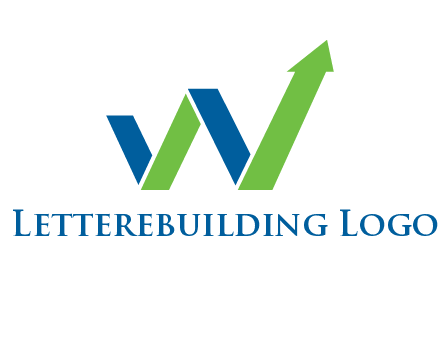 graph bar arrow in letter w logo