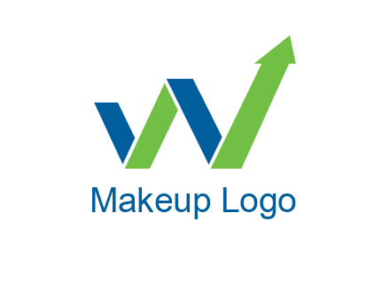 graph bar arrow in letter w logo