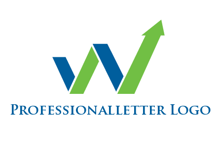 graph bar arrow in letter w logo
