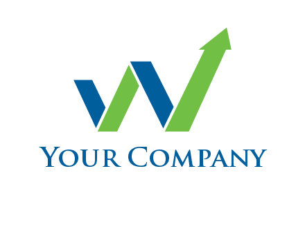 graph bar arrow in letter w logo