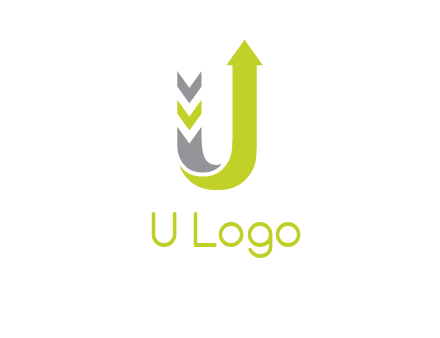 arrow going up in  letter U shape logo