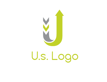arrow going up in  letter U shape logo
