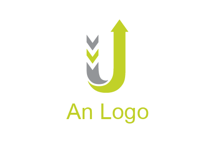 arrow going up in  letter U shape logo
