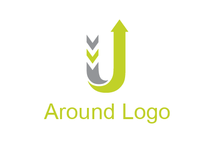 arrow going up in  letter U shape logo