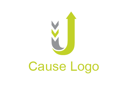 arrow going up in  letter U shape logo
