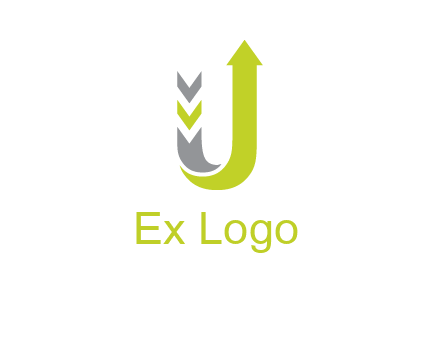 arrow going up in  letter U shape logo
