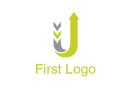 arrow going up in  letter U shape logo
