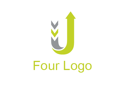 arrow going up in  letter U shape logo