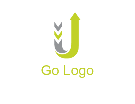 arrow going up in  letter U shape logo