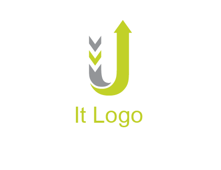 arrow going up in  letter U shape logo