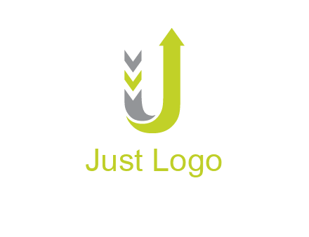 arrow going up in  letter U shape logo