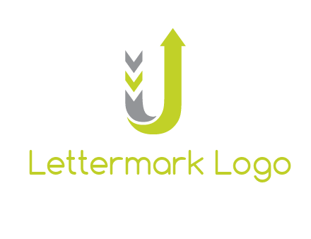 arrow going up in  letter U shape logo