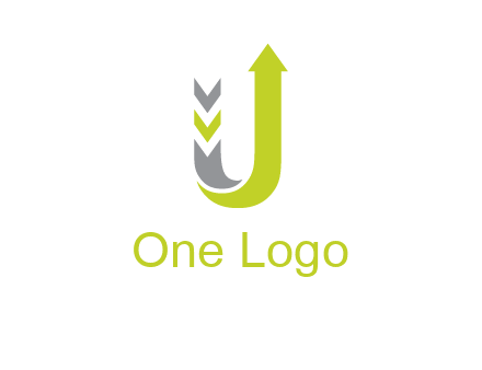 arrow going up in  letter U shape logo