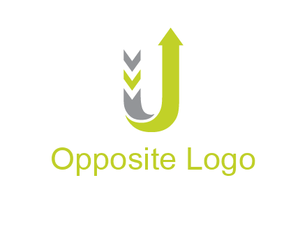 arrow going up in  letter U shape logo