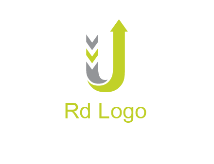 arrow going up in  letter U shape logo
