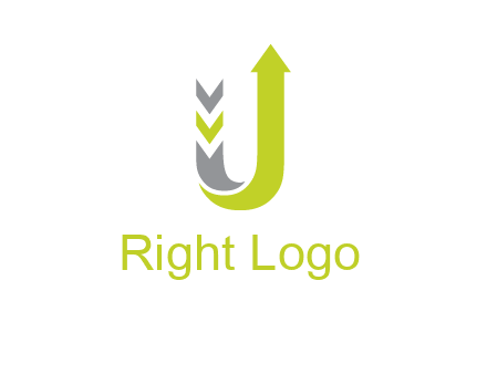 arrow going up in  letter U shape logo