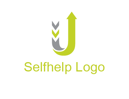 arrow going up in  letter U shape logo