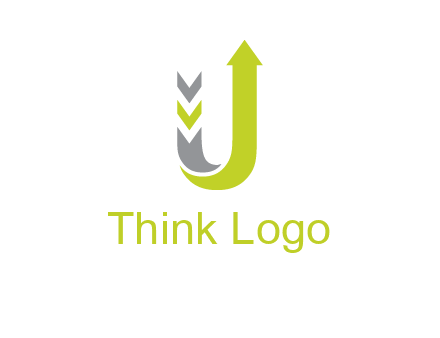 arrow going up in  letter U shape logo