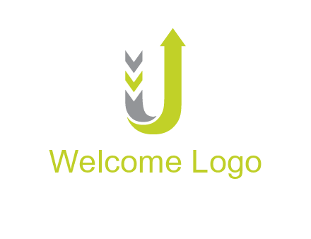 arrow going up in  letter U shape logo