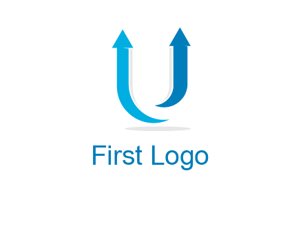 upward arrows in U shape logo