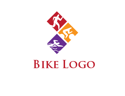 running swimming and cycling logo design