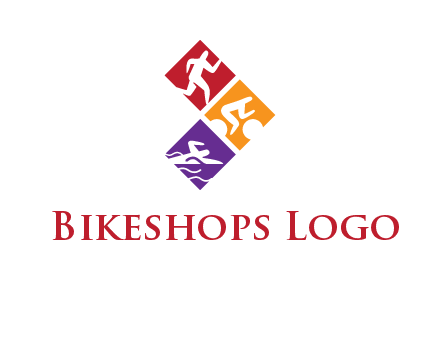 running swimming and cycling logo design