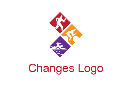 running swimming and cycling logo design