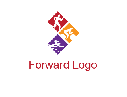 running swimming and cycling logo design