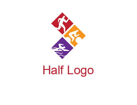 running swimming and cycling logo design