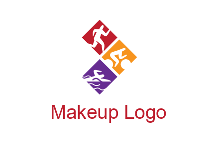 running swimming and cycling logo design
