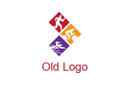 running swimming and cycling logo design
