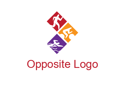 running swimming and cycling logo design
