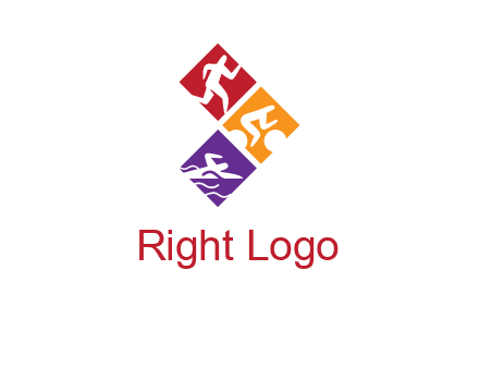 running swimming and cycling logo design