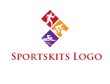 running swimming and cycling logo design