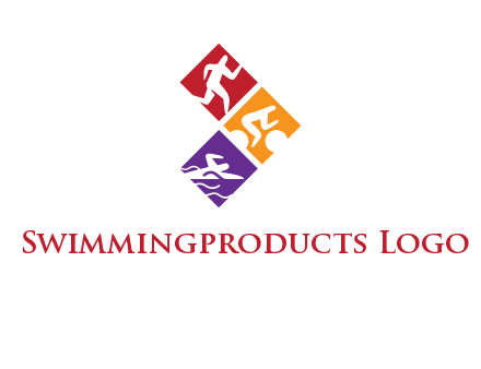 running swimming and cycling logo design