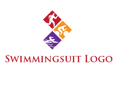 running swimming and cycling logo design