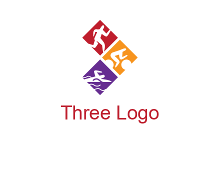 running swimming and cycling logo design