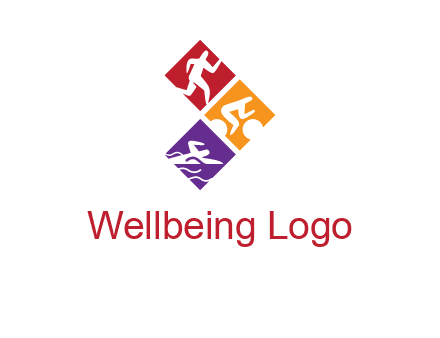 running swimming and cycling logo design
