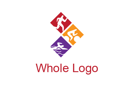 running swimming and cycling logo design